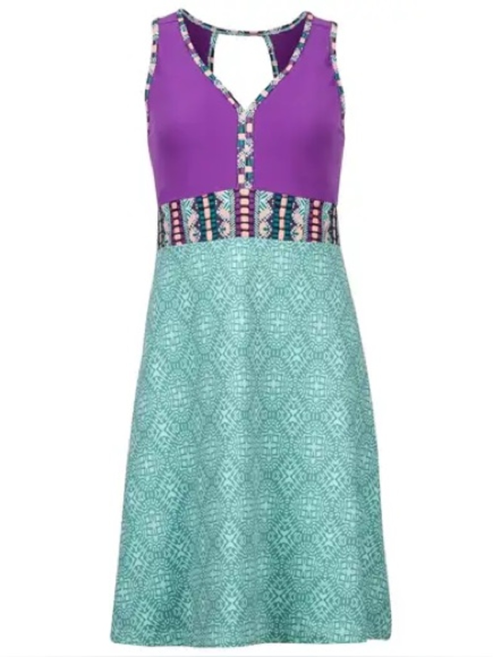 Marmot Large Becca Stretch Purple Aqua Blue Dress UPF 30 Resortwear Sun Summer
